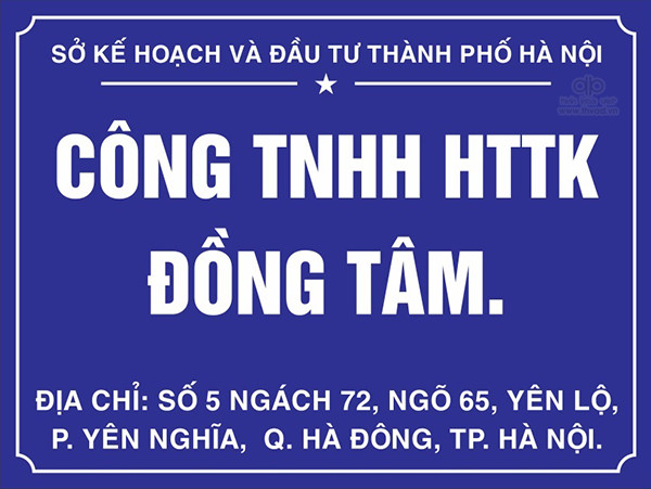 Mẫu biển tên công ty đẹp sang trọng tại Hà Nội