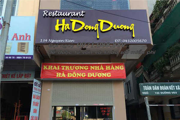 Biển quảng cáo nhà hàng tại Nguyễn Xiển Hà nội